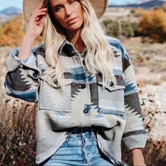 Distressed Aztec Shacket  - Picture 2 of 8